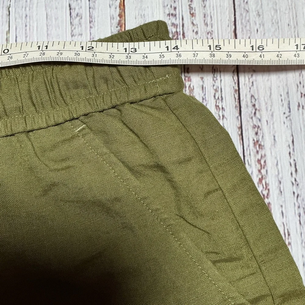 NWOT LOFT Linen blend Army Green drawstring shorts. Size XS. - Picture 7 of 9